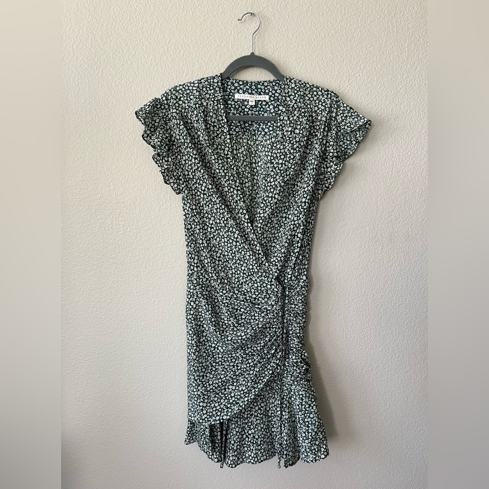 Veronica Beard Silk Marla Floral Ruffle Mini Dress in Green Women’s Size 0 - Picture 3 of 16